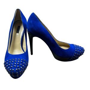 Kenneth Cole Collection Women's Blue Suede Studded Platform Pumps Heels Size 9.5